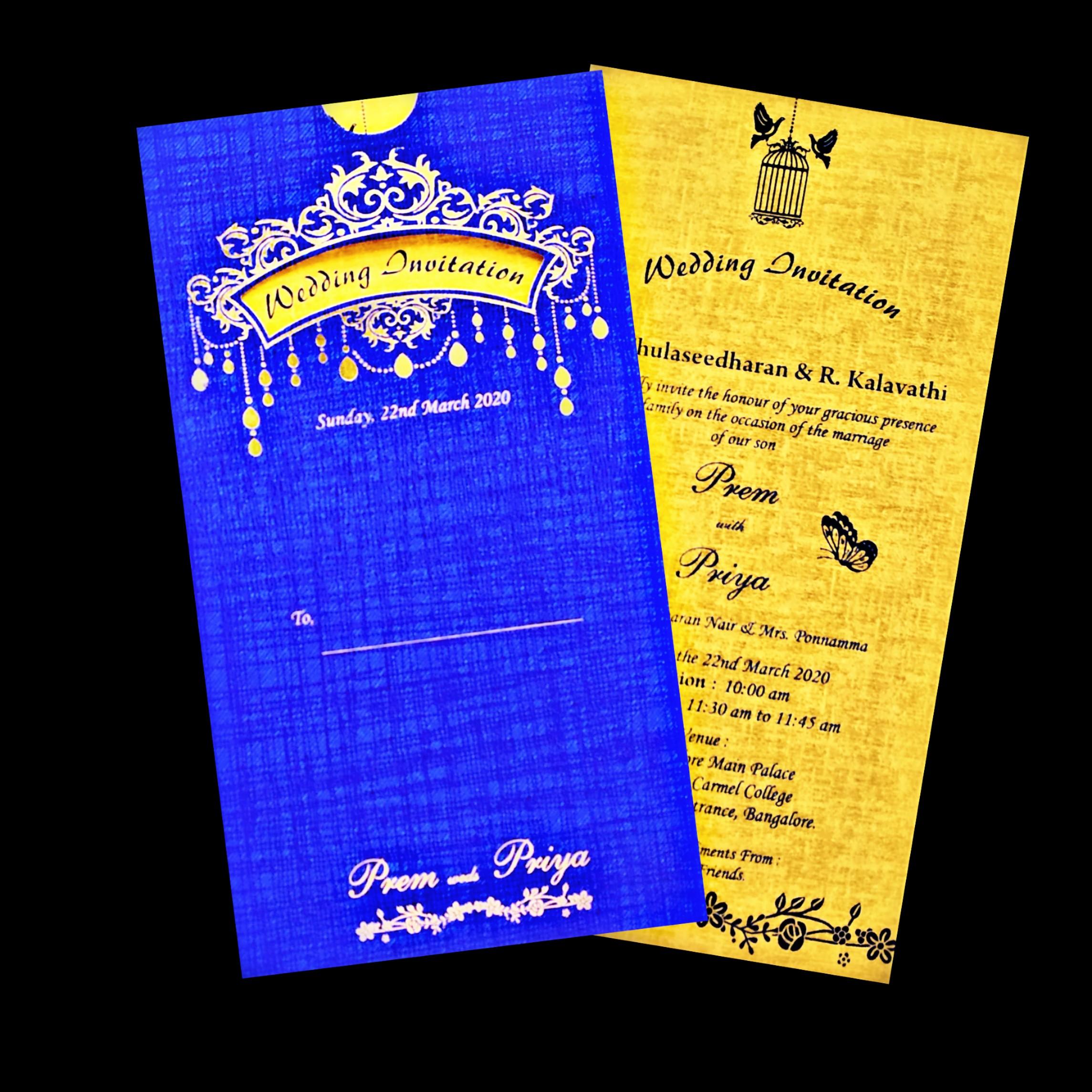 Beautiful Blue Shading With Single Sheet Invitation Card-KNS025BG-1